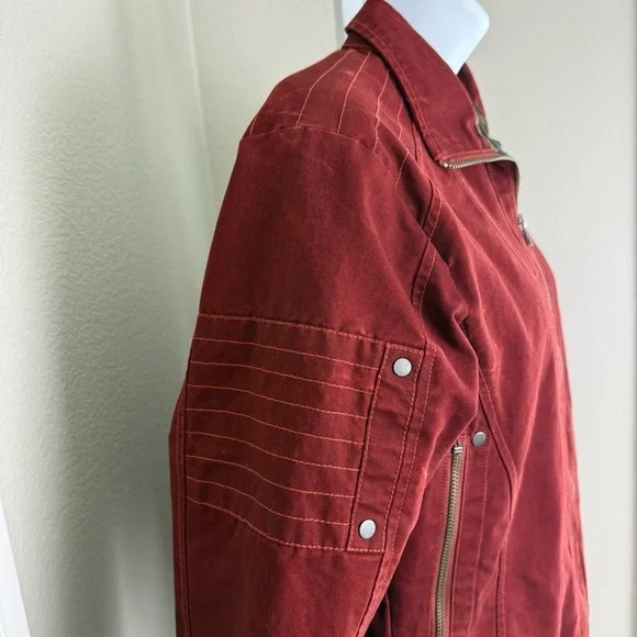 Kuhl Burr Red Patina Dye Moto Jacket Size Small - Picture 4 of 16